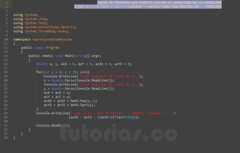 Ciclo For Visualstudio C Expresion De Sumatorias Tutorias Co