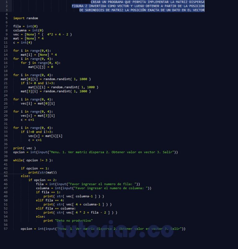 Arrays Python Matriz Dispersa Figura Z Invertida En Vector