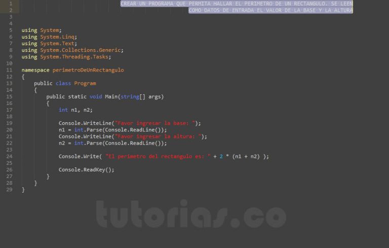 Operadores VisualStudio C Perimetro De Un Rectangulo Tutorias Co