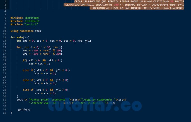 Ciclo For Visual C Contador De Puntos Sobre Cuadrantes Tutorias Co
