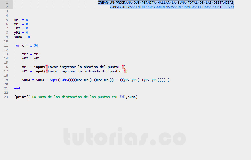 Ciclo For Matlab Suma Total De Puntos Sobre El Plano Cartesiano