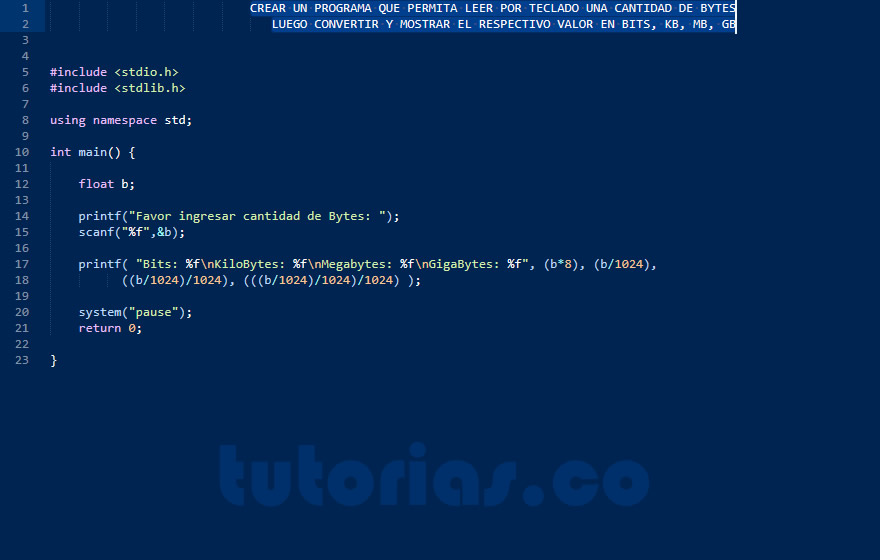 Operadores Turbo C Conversion De Bytes Tutorias Co