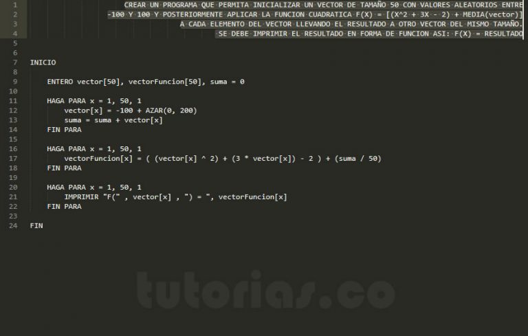 Funciones Pseudocodigo Aplicacion De Funcion A Un Vector Tutorias Co