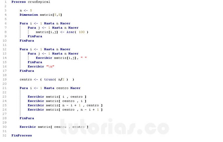 Arreglos Pseint Recorrido Figura Cruz En Espiral Tutorias Co