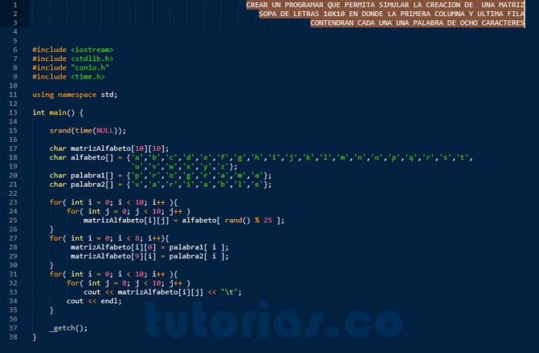 Arrays Visual C Matriz Sopa De Letras Tutorias Co