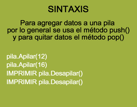 sintaxis Pilas