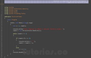 programacion en c#: factores primos