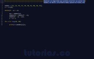 programacion en python: invertir un vector