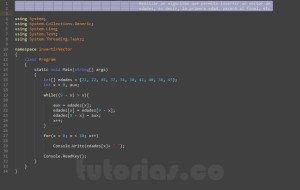 programacion en c#: invertir un vector