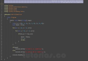 programacion en c#: determinar matriz simetrica