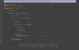 programación en visualStudio: números perfectos