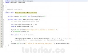 programacion en java: serie matematica factorial par