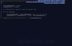 programacion en python: sobrepasar serie matematica factorial par