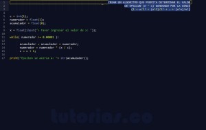programacion en python: sobrepasar serie matematica epsilon