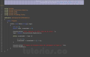 programacion en c#: sobrepasar un valor por serie matematica