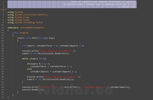programacion en c#: cantidad de numeros pares e impares