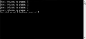 cantidad de numeros pares e impares