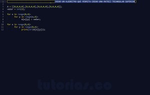 programacion en python: crear matriz triangular superior