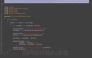 programacion en c#: division por restas sucesivas