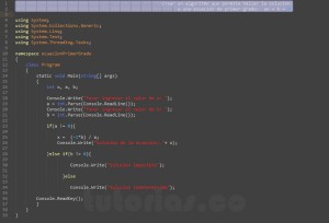 programacion en c#: ecuacion de segundo grado