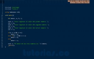 programacion en C++: el menor de tres numeros