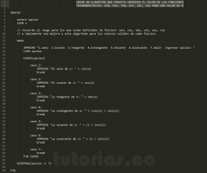 algoritmos: funciones trigonometricas