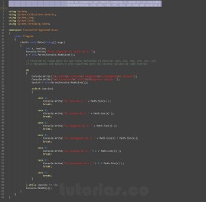 programacion en c#: funciones trigonometricas