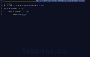 programacion en python: imprimir una matriz en orden inverso