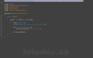 programacion en c#: imprimir un vector en orden inverso