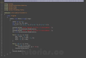 programacion en c#: intercambiar filas de matriz