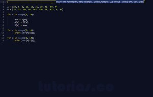 programacion en python: intercambiar datos de vectores