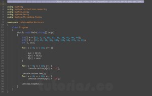 programacion en c#: intercambiar datos de vectores