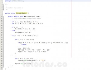 programacion en java: invertir matriz cuadrada