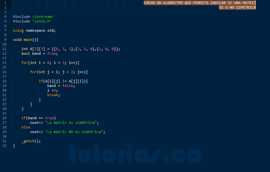 matrizSimetricaC++ | Tutorias.co