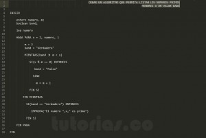 progrmacion en pseudocodigo: numeros primos