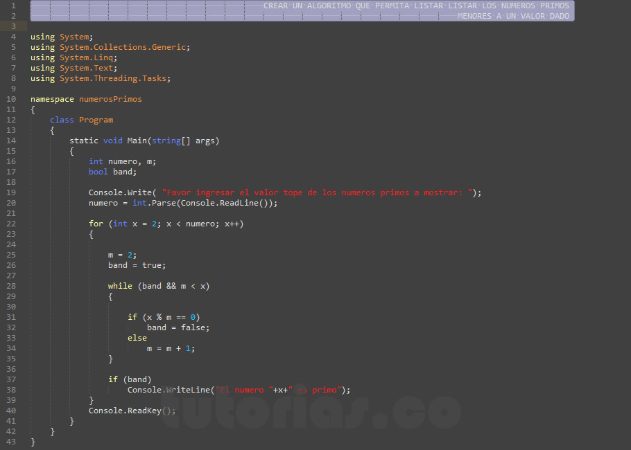 numerosPrimosVisualStudio | Tutorias.co