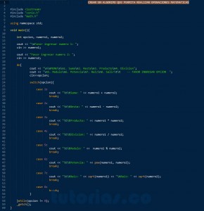 programacion en C++: menu de operaciones matematicas