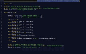 programacion en python: menu de operaciones matematicas