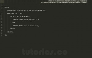 algoritmos: posiciones del vector