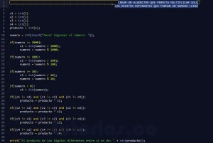 programacion en python: producto de cifras diferentes