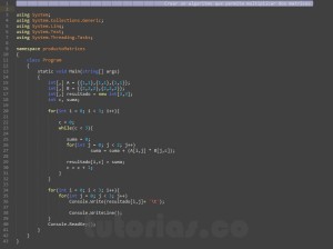 programacion en c#: producto entre dos matrices