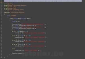 programacion en c#: cuadrante de un punto sobre el plano