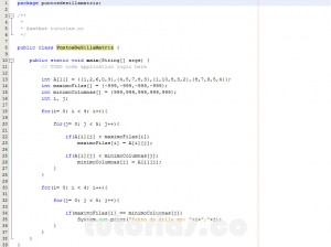 programacion en java: puntos de silla matriz