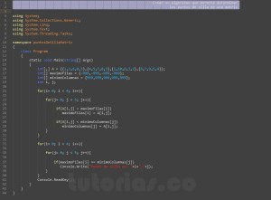 programacion en c#: puntos de silla matriz