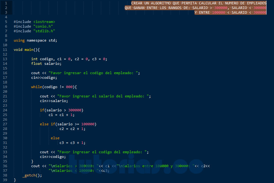 programacion en C++: hallar cantidad de personas con rango de salario