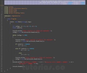 programacion en c#: contador rango de salarios