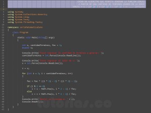 programacion en c#: serie matematica SENO