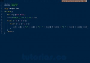 programacion en C++: tablas booleanas AND - OR