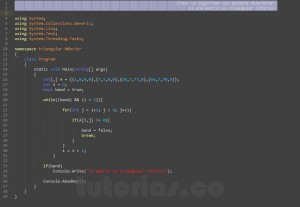 programacion en c#: mostrar los datos de la triangular inferior
