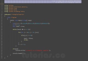 programacion en c#: triangular superior